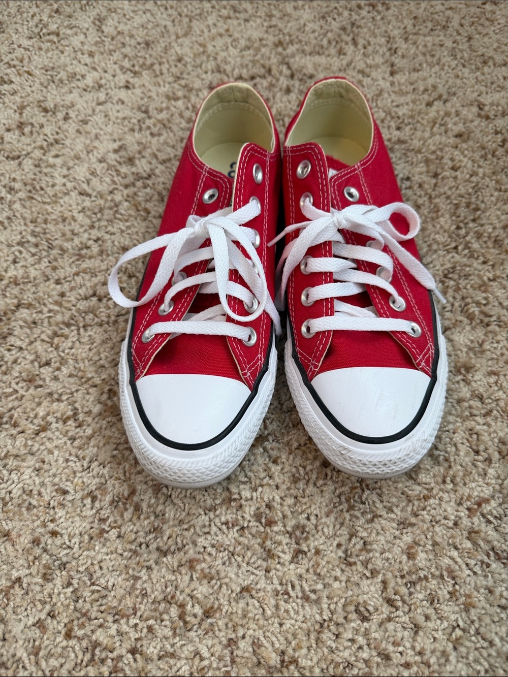 Converse Kids Red Low-Top Canvas Sneakers with White Laces